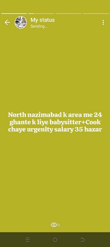 female babysitter+cook ki zarorat he 24hours k liye 0