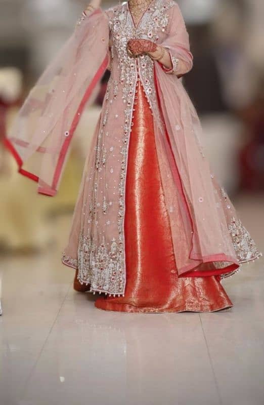 "Stunning Asim Jofa Bridal Lehenga - Elegant Pink & Red Design" 0