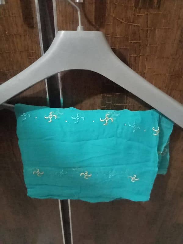 Women's Suit For Sale (Un-Stitched)3 Pcs,Chiffon in Ferozi Color (New) 4