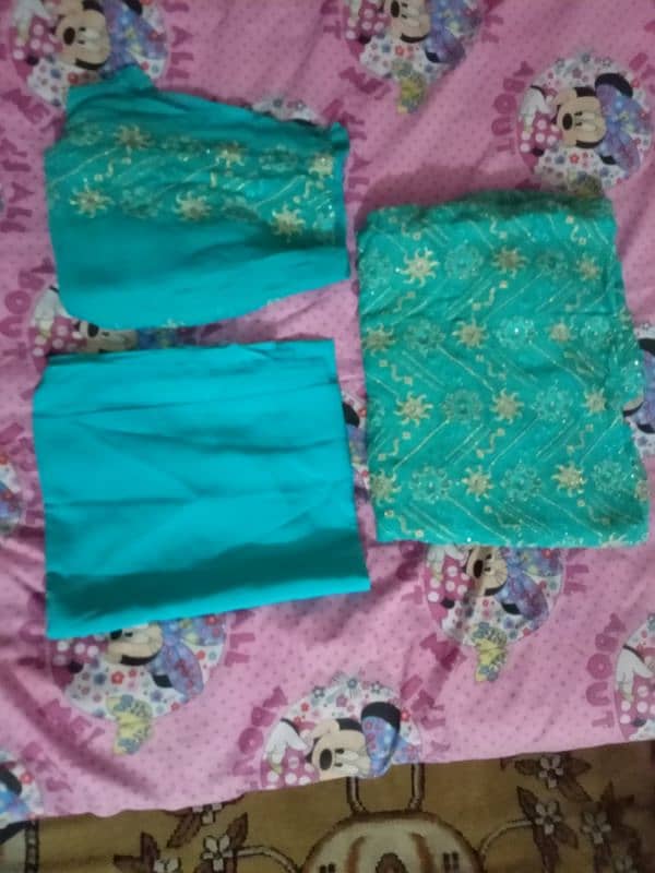 Women's Suit For Sale (Un-Stitched)3 Pcs,Chiffon in Ferozi Color (New) 8