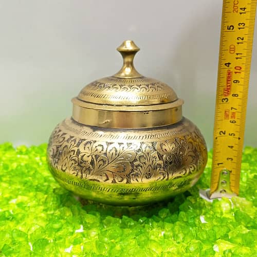 Vintage Brass Pot with Intricate Design and Charming Aged Look 4