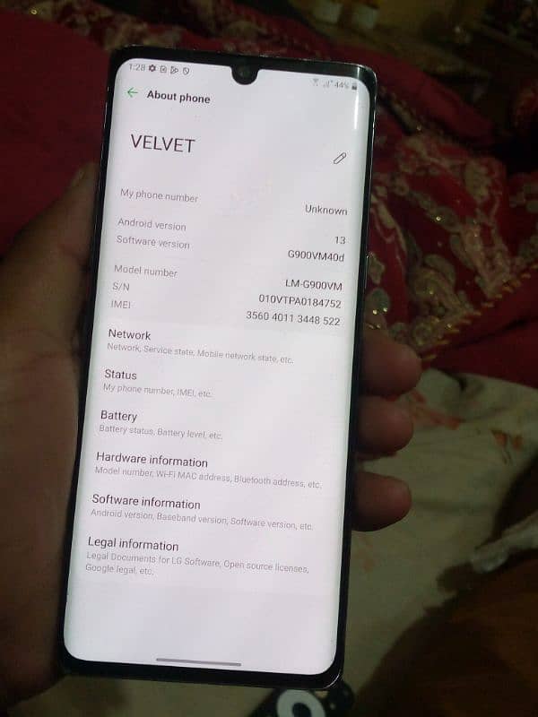 LG Velvet 5G non pta 5