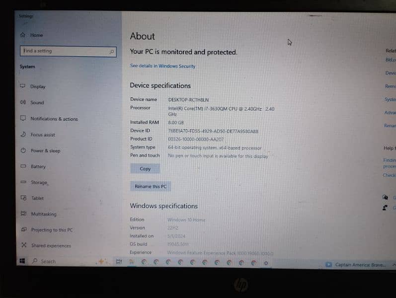 Hp 8470p i7 3rd gen 8/128 SSD 3