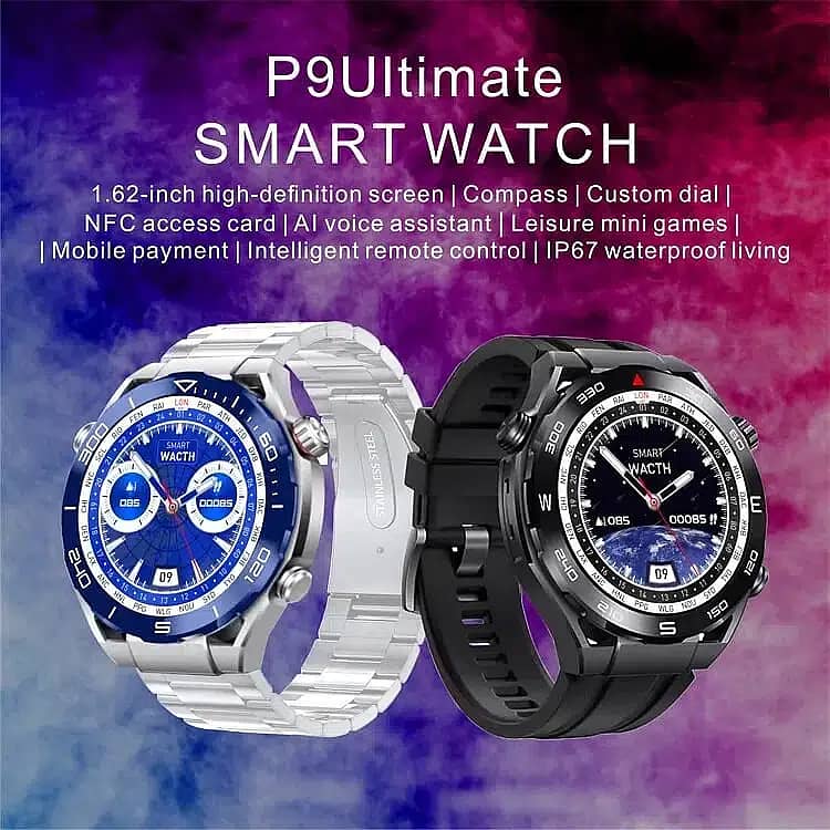 P9 Ultimate Smart Watch 1.62 Inch Amouled 3D Dynamic Dial NFC 8