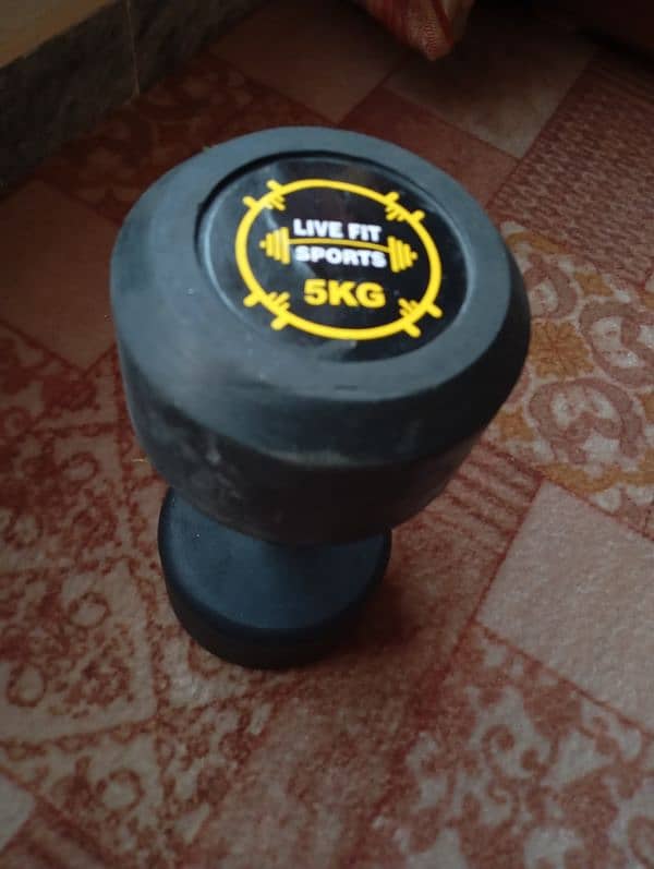 single 5kg rubber dumbbell 0