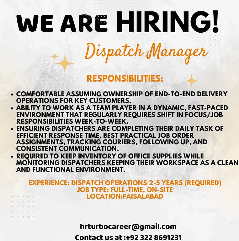 Dispatch Manager Required 0