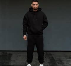 Men's Stitched Plain Black TrackSuit