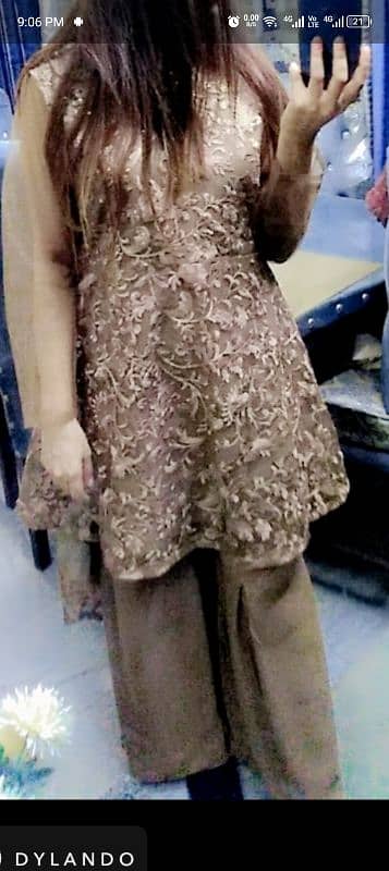 "Elegant Kalsoom Frock with Embroidered Bodice, Trouser & Dupatta" 0