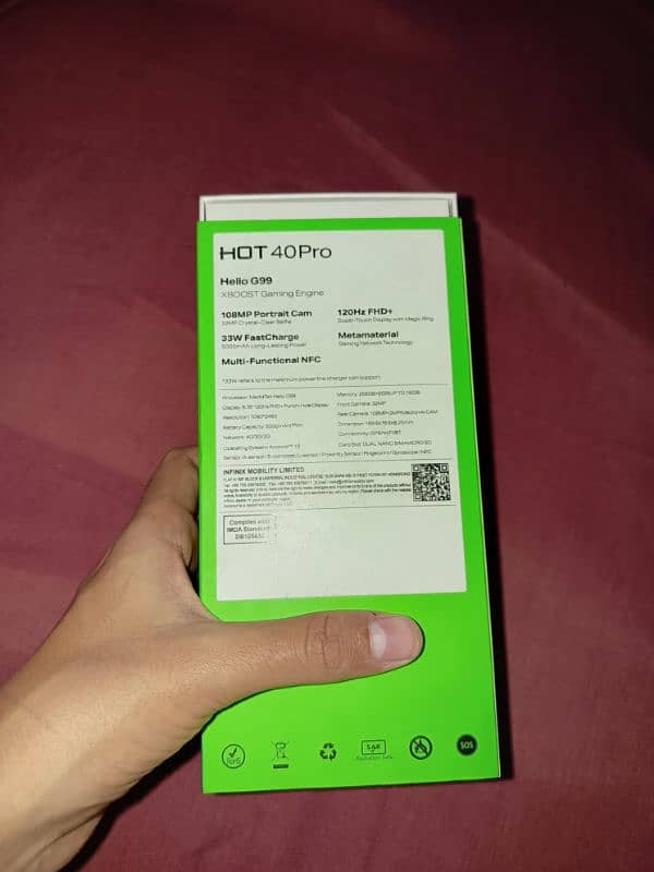 Infinix HOT 40 Pro PTA APPROVED For sale!! (Brand new mint condition ( 8