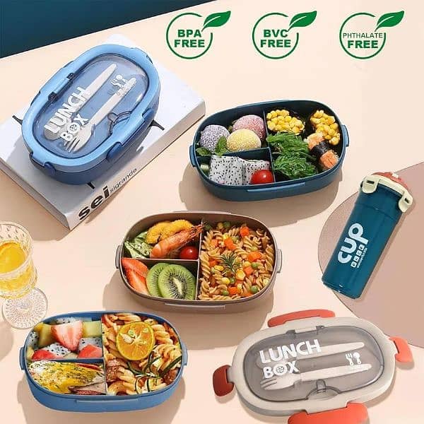 Leakproof Bent Lunch Box With Cutlery Set ( Free Home Delivery) 1