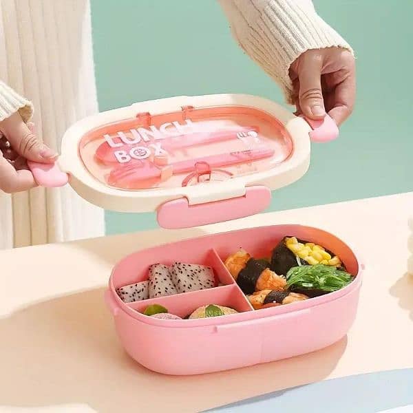 Leakproof Bent Lunch Box With Cutlery Set ( Free Home Delivery) 2