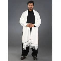 Kashmiri Dhussa Shawl For Men Wool Shawis Winter Shawl Chader White