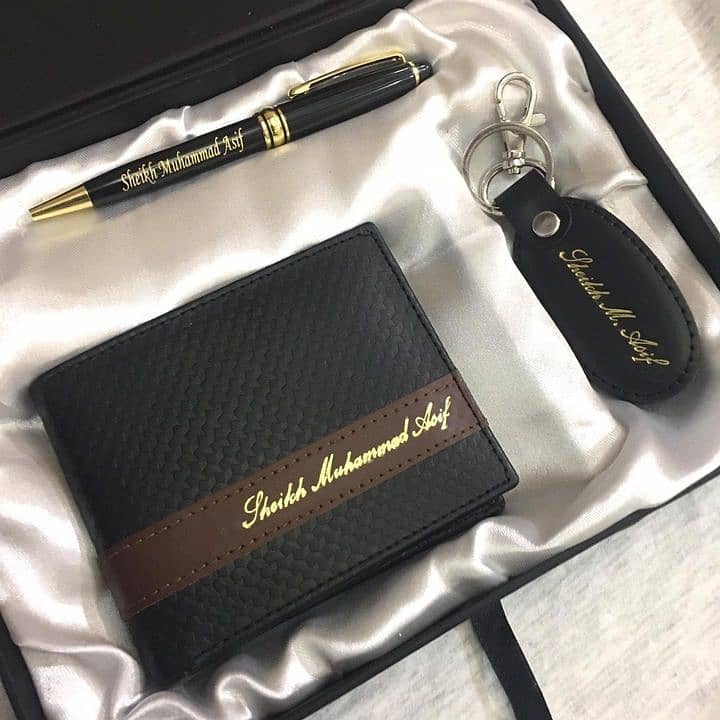 Leather Wallet Keychain & Pen Set 1