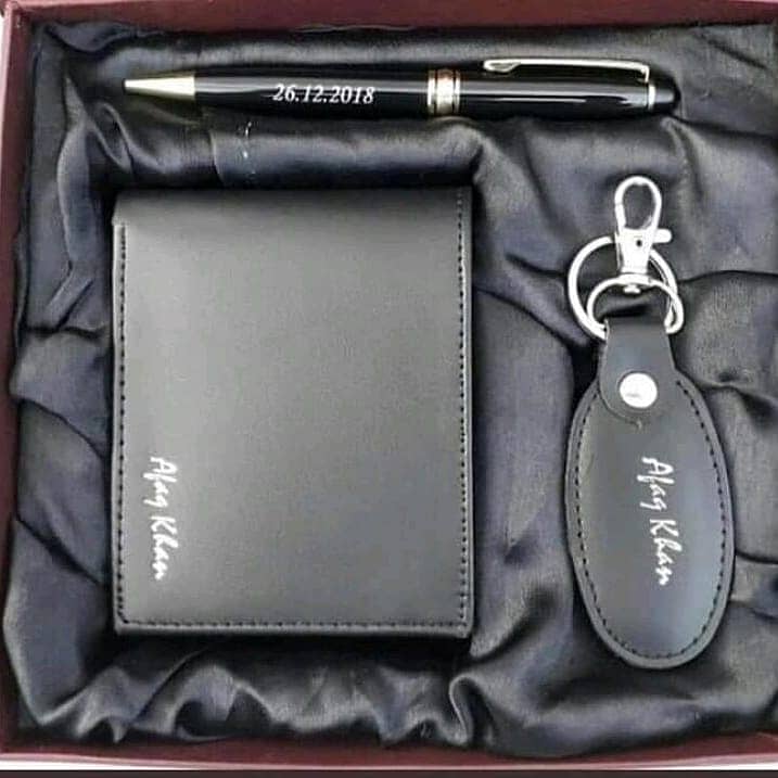 Leather Wallet Keychain & Pen Set 2