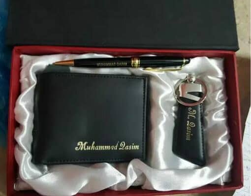 Leather Wallet Keychain & Pen Set 3