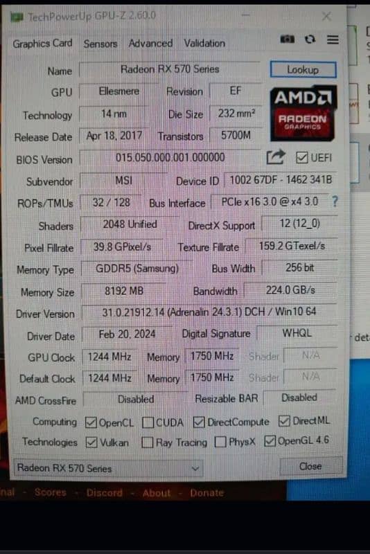 AMD RADEON RX 570 8GB 4