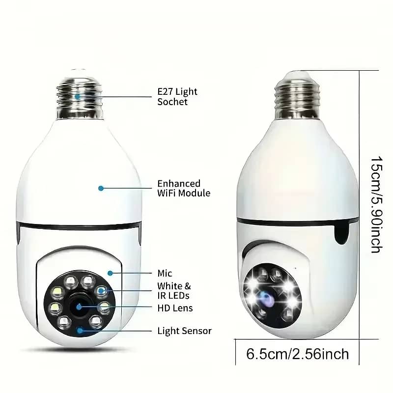 E27 Bulb Camera AI Human Motion Detect Night Vision Surveil 0