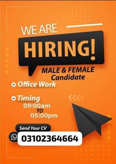 We are hiring male and female candidate