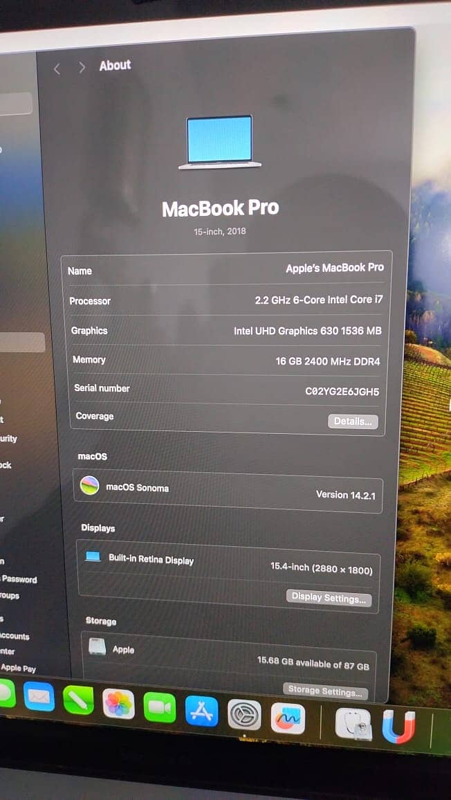 Macbook Pro 2018 electronics etc. 2