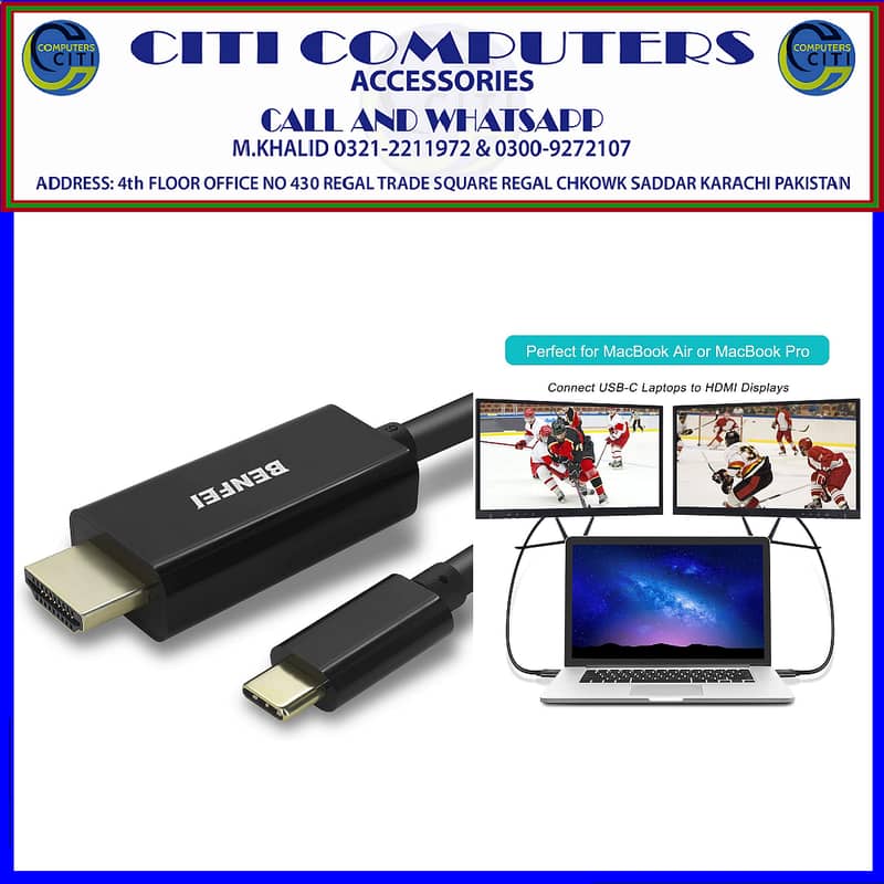 Benfei USB Type C(Thunderbolt 3) to HDMI 4K UHD 1.8M Cable, Benfei US 0