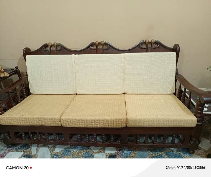 5 seater wooden sofa new condition 1