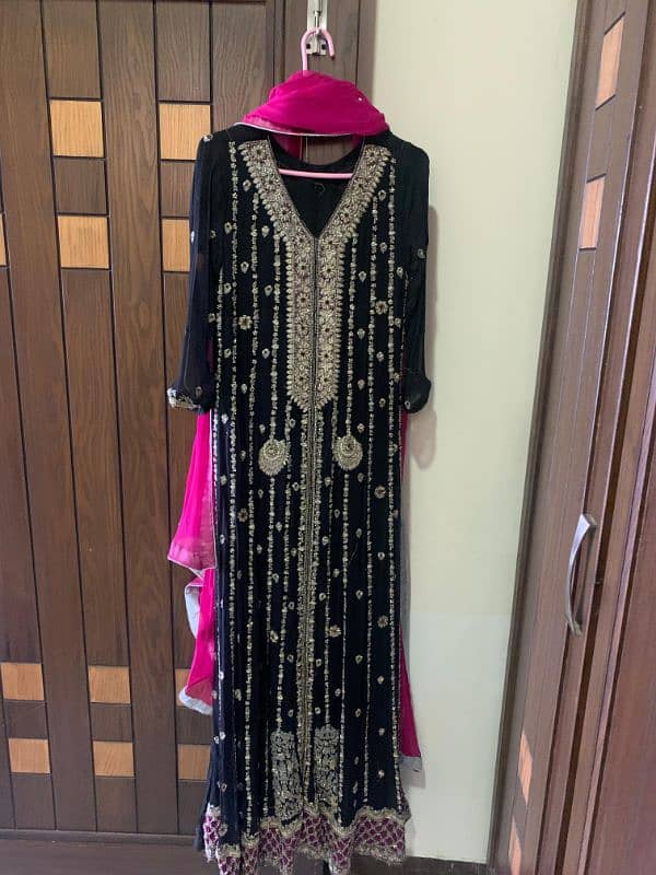 black designer maxi floor touch with dupatta 0