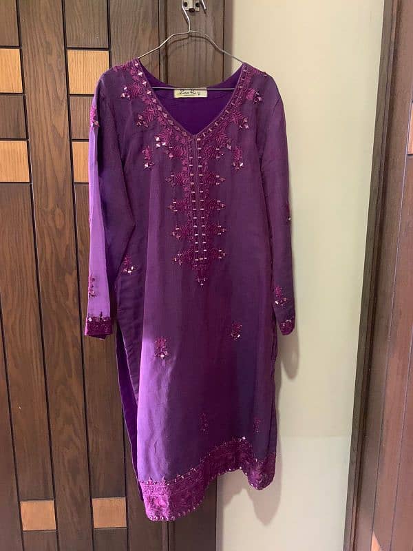 purple shirt dupatta trousers from brand Zara 0