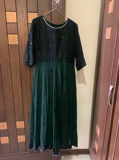 Green floor touch maxi woth dupatta and flapper