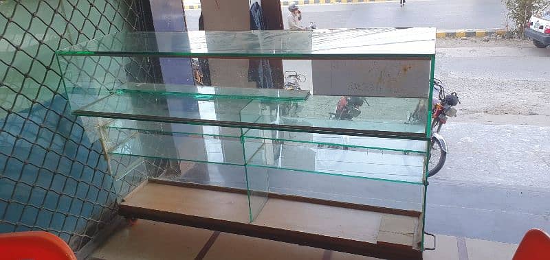 Glass Counter for sale  with iron stand & wheel 4