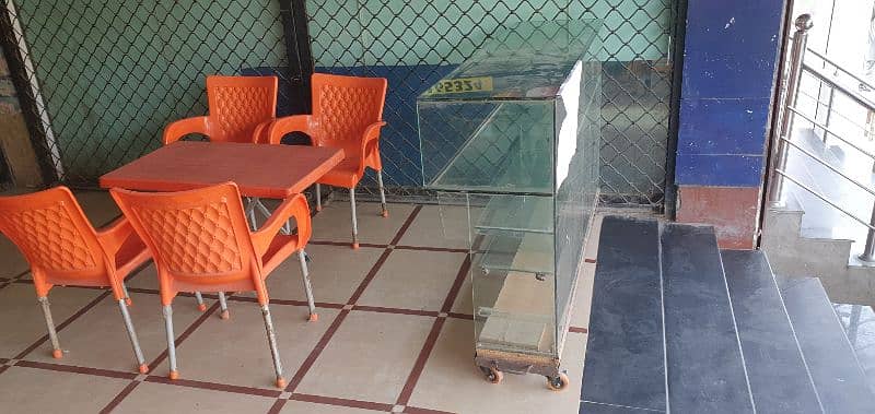 Glass Counter for sale  with iron stand & wheel 7