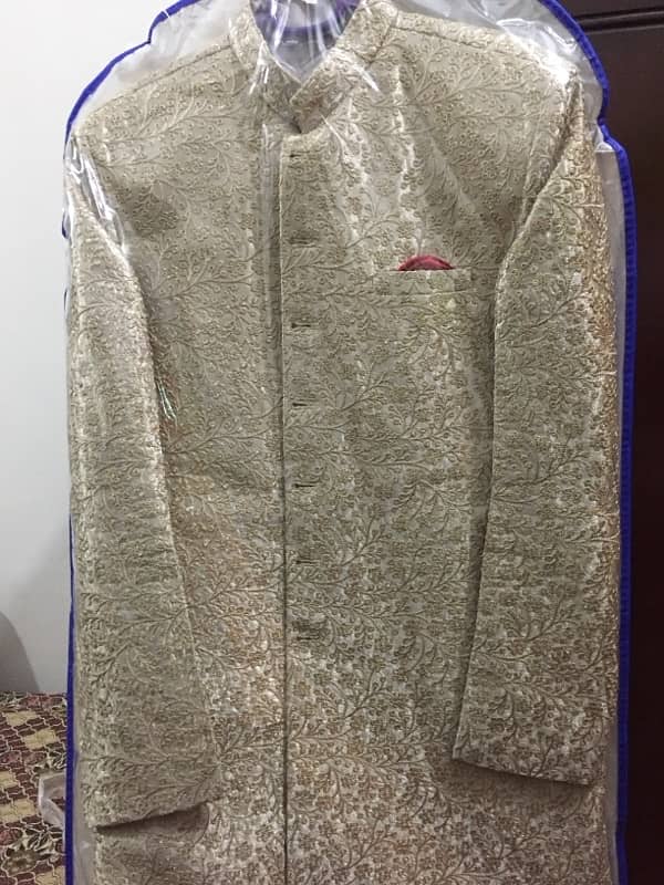 Embroidered Sherwani + Qulla + Maala + match fabric shoes for sale 0