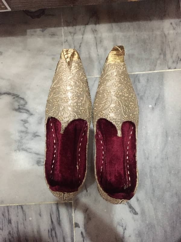 Embroidered Sherwani + Qulla + Maala + match fabric shoes for sale 6