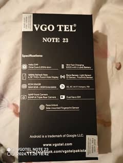 vgotel note 23 8GB RAM 256GB Memory