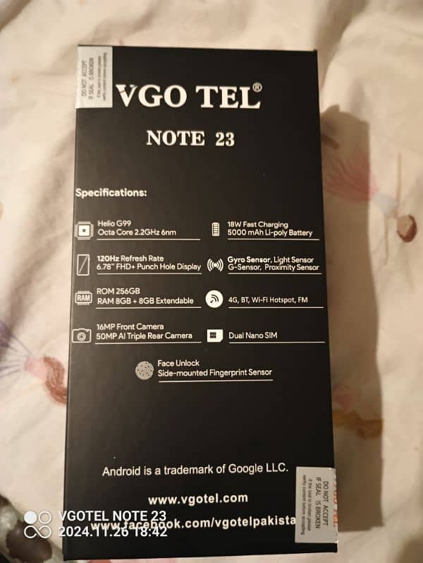 vgotel note 23 8GB RAM 256GB Memory 0