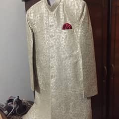 Embroidered Sherwani + Qulla + Maala + match fabric shoes for sale