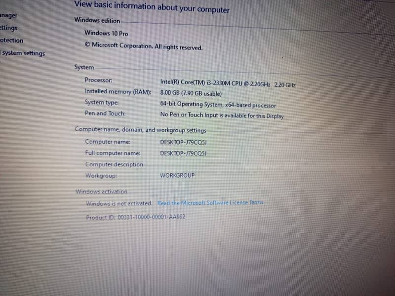 Urgent Sale Used Laptop | Core i 3 | 8 GB RAM | SSD CARD | 64b-bit | 3