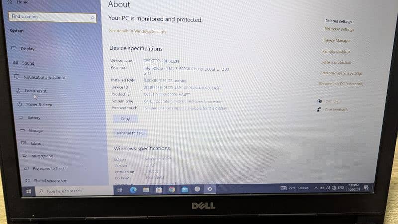 **Dell Vostro 15 Core I3 6th generation 0