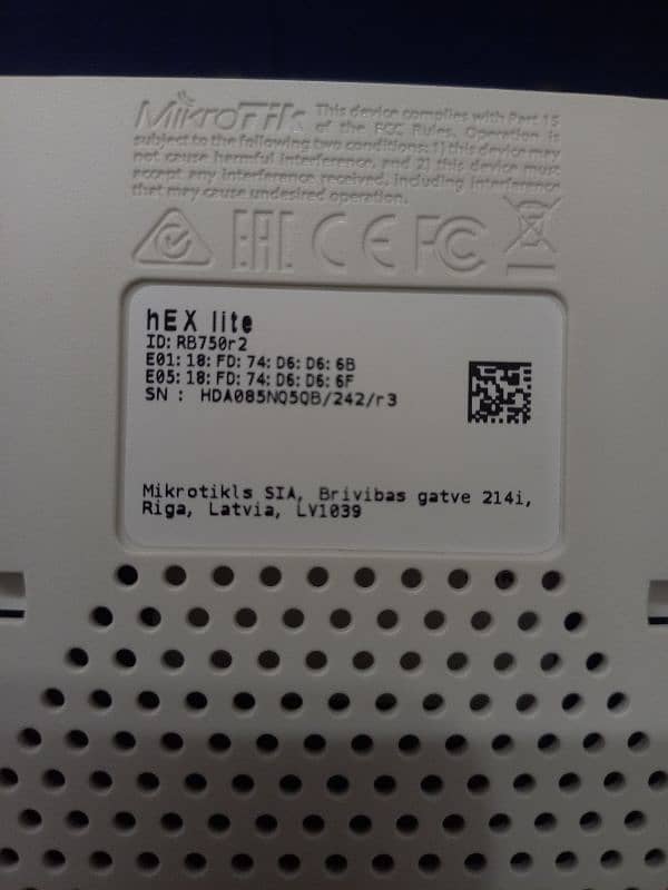 Mikrotik device RB750r2 3