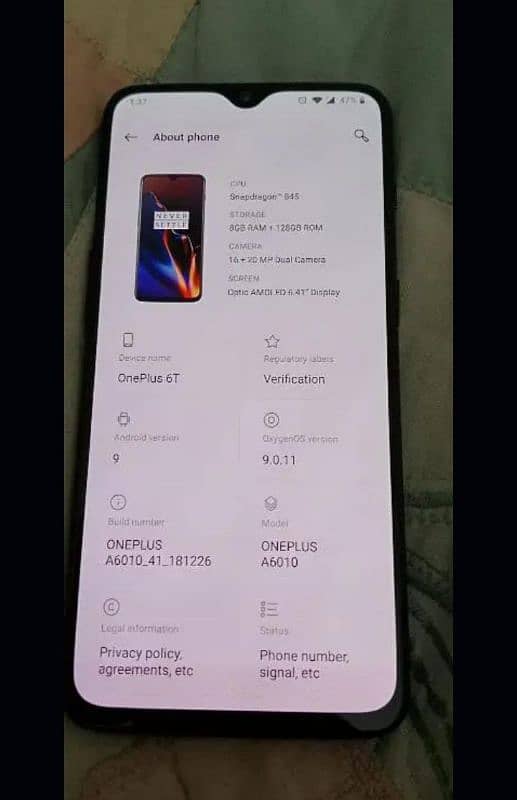 one Plus 6T 8Gb 128GB 3