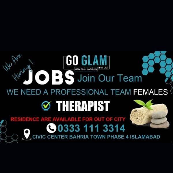 Go Glam Spa job Hotel job Reception job Therapist job Foreigner job 0