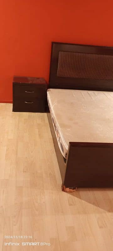 wooden bed with mattress 1