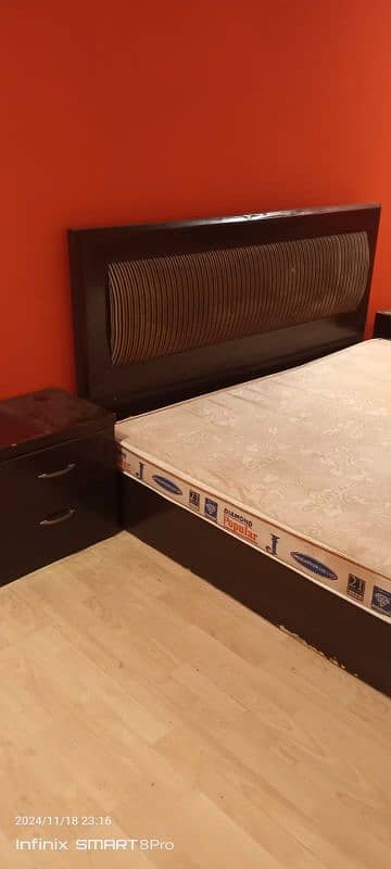 wooden bed with mattress 2