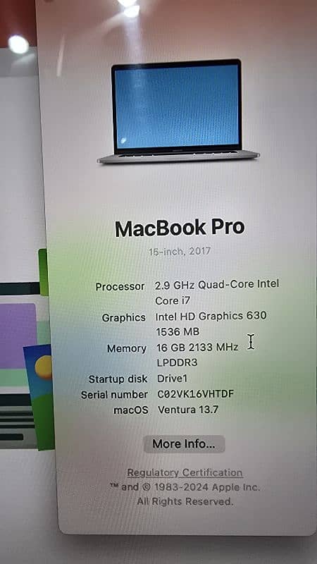 Macbook Pro 2017 corei7 4