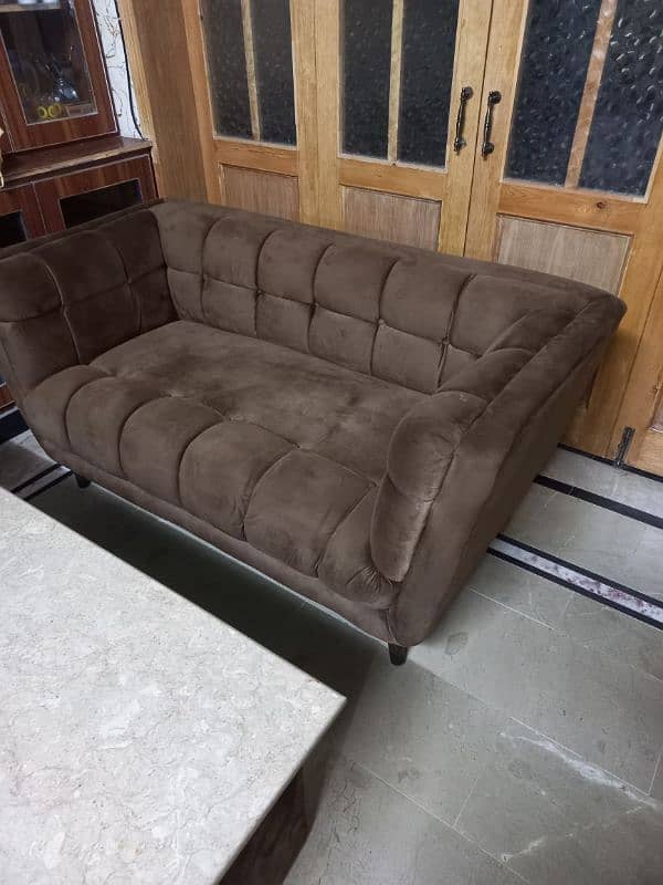 2 set of 2 seater sofa. . . with table n 6 puffy 3