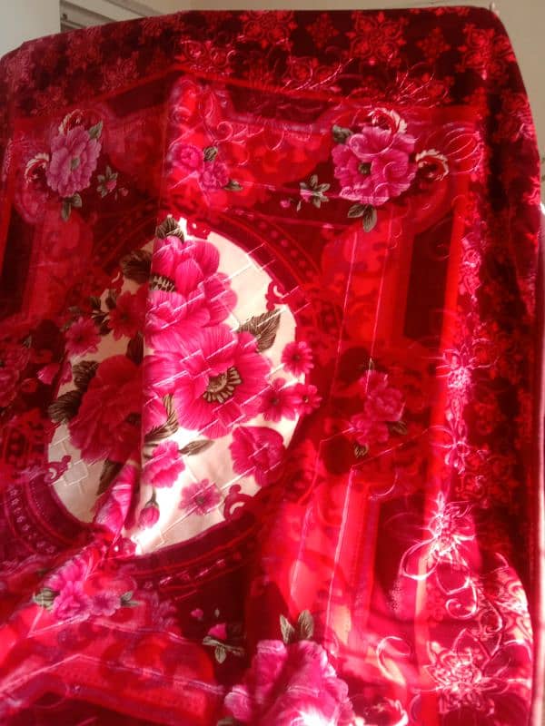 korean Double bed 2ply blanket with beautiful flowers cut work design 5