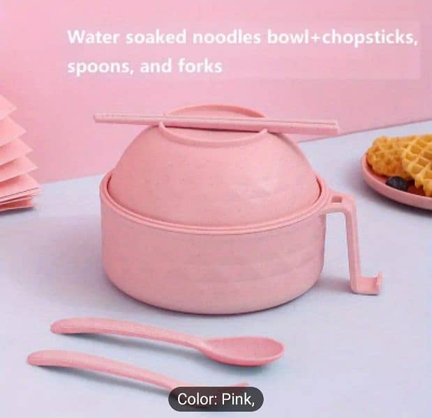 New Microwave safe Ramen noodles cooker bowl spoon chopsticks fork set 6