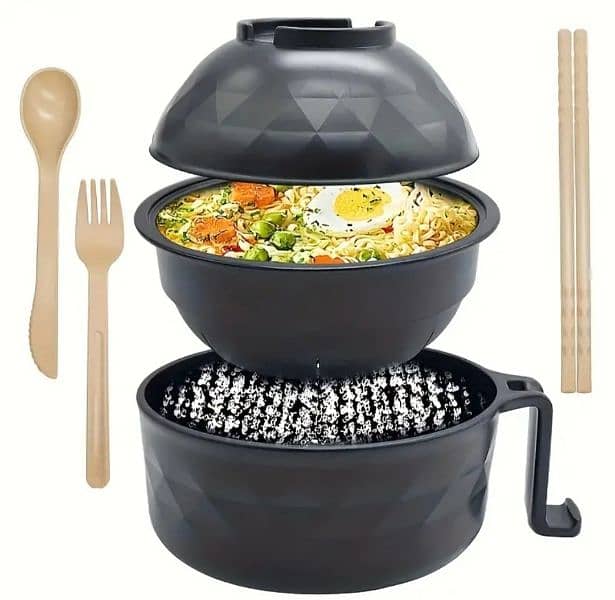 New Microwave safe Ramen noodles cooker bowl spoon chopsticks fork set 7