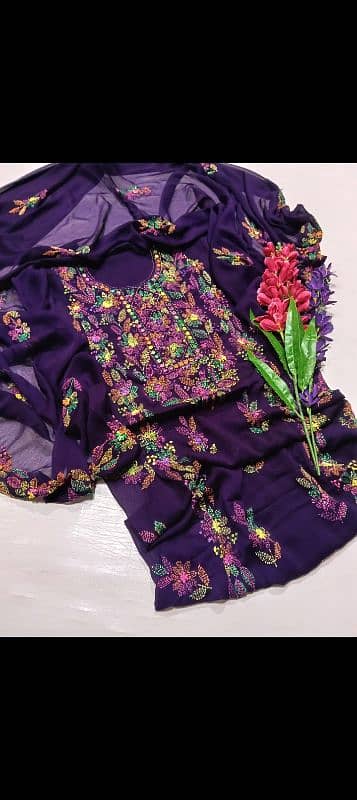 Beautiful bor kcha tanka shiffon garnteed suit,Free delivery . 5