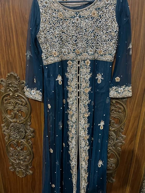 blue open macxi with lehnga 0