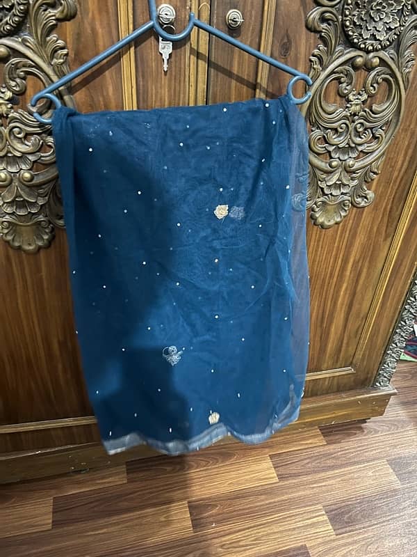 blue open macxi with lehnga 1